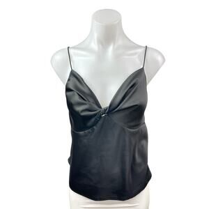 Princess Polly Black Silk Satin Sleeveless Twist Front Cami Camisole Tank Top 10
